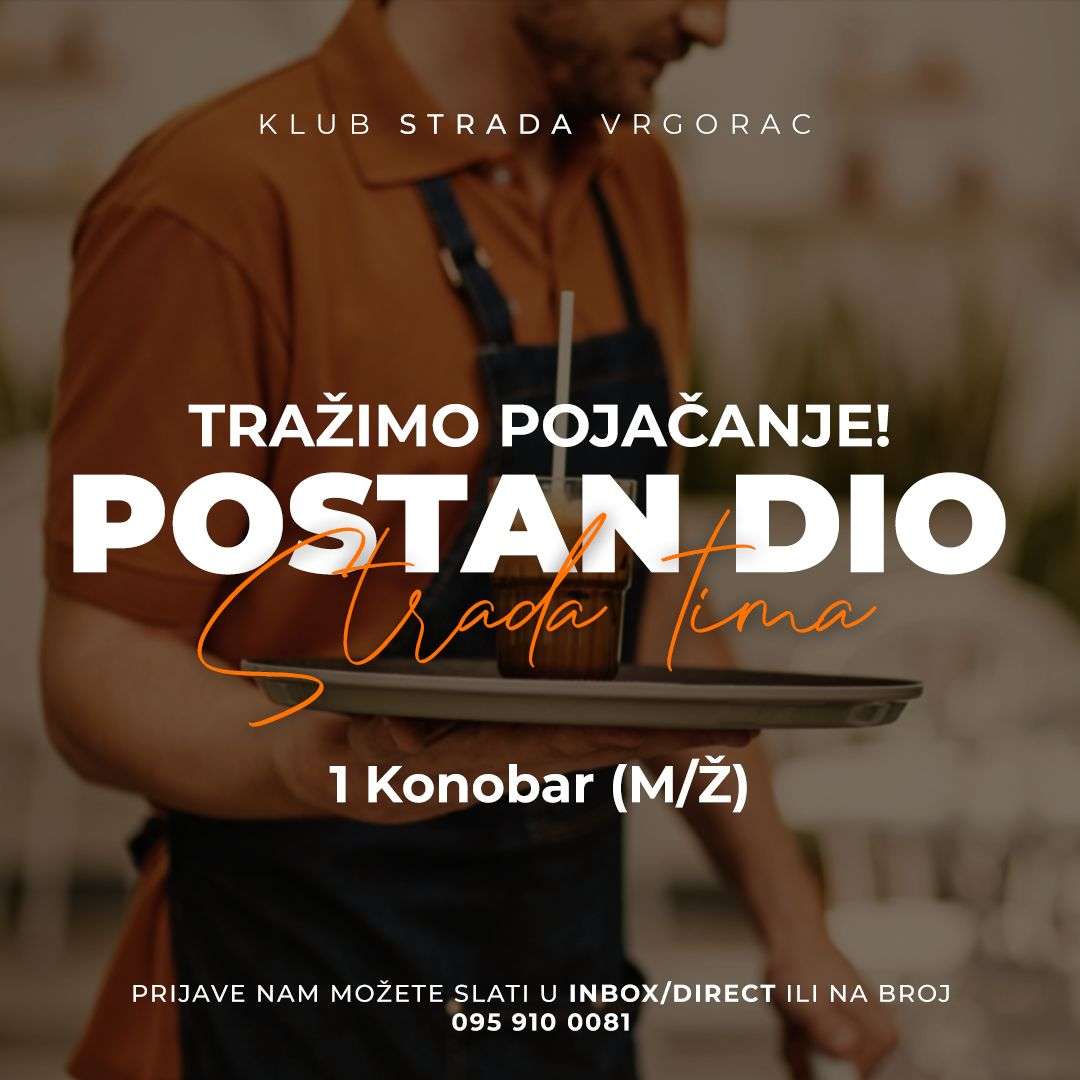 Klub Strada Vrgorac – Natječaj za posao