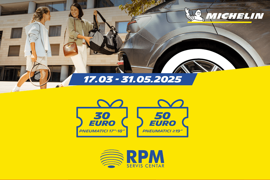 U RPM servisima kupnjom četiri Michelina do vaučera za ugradnju i balansiranje! U RPM servisima kupnjom četiri Michelina do vaučera za ugradnju i balansiranje!