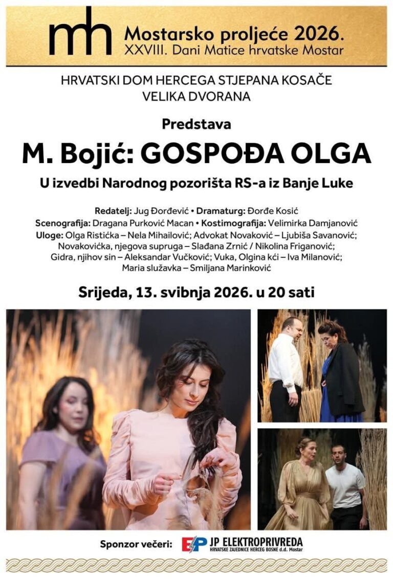 Narodno pozorište RS-a s „Gospođom Olgom“ na Mostarskom proljeću: Kad riječ pokrene lavinu… Priča o tajnama, strahovima i neizrečenim istinama