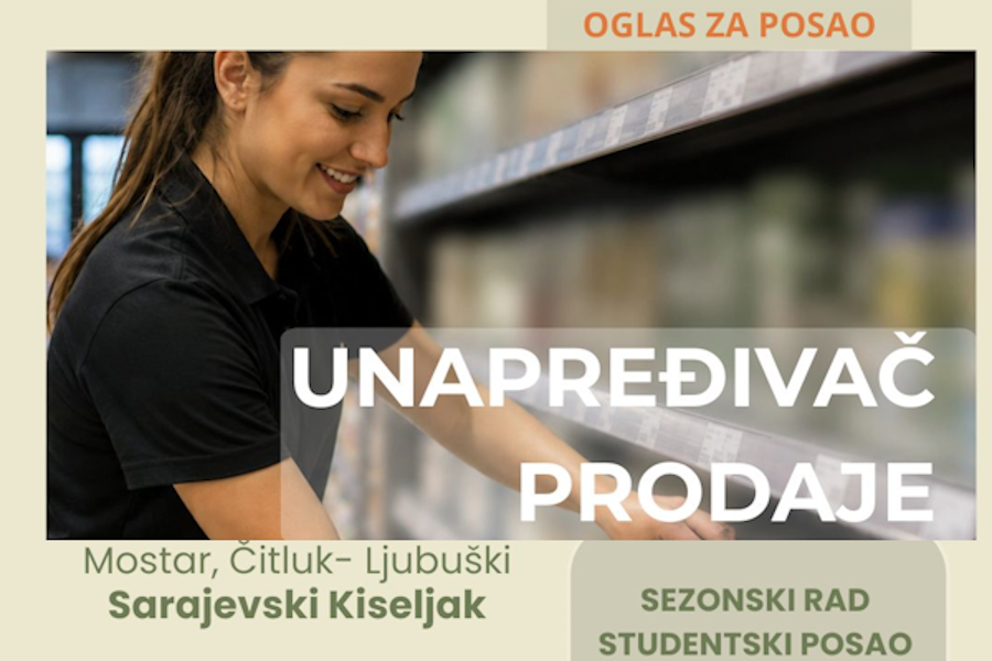 Sarajevski kiseljak zapošljava studente: Otvorena prijava za poziciju unapređivača prodaje